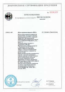 Приложение к сертификату на шлем противоударный "ШБА" 03.06.2022